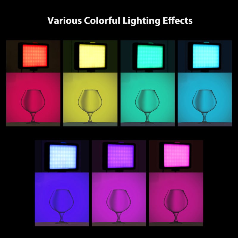 RGB Video Light Kit: 2 Black RGB Fill Lights With 60 LED Beads, 11W High Power, 8 Brightness Levels - Colorful Lighting Effects 4 Scene Modes, Desktop Tripod 23cm/33cm Height, 180° Adjustable Mounting - Image 4