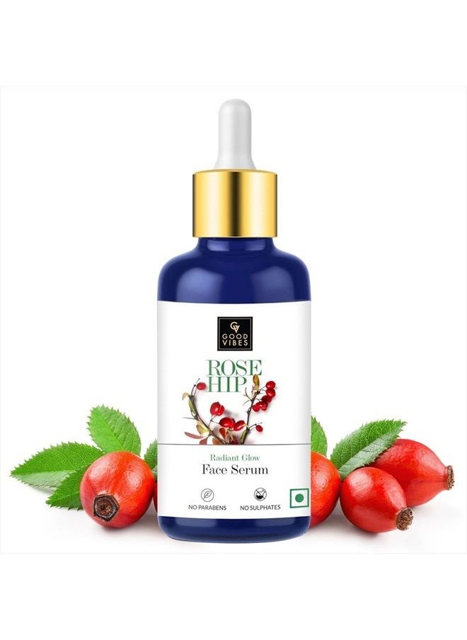 Good Vibes Rosehip Radiant Glow Face Serum | Lightweight Moisturizing Naturally Brightening Formula For All Skin Types | Natural, No Parabens & Sulphates (30 ml/1.01 Fl Oz)  - Image 1