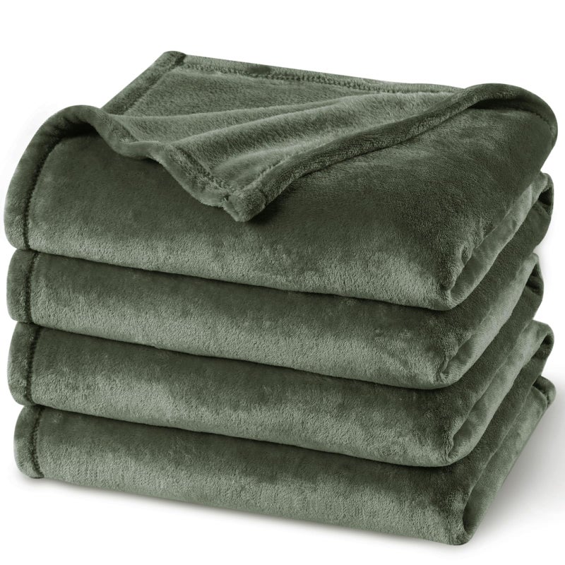 PHF No Shed No Pilling Fleece Blankets King Size Ultra Soft Lightweight Cozy Bed Blanket Plush AntiStati Microfiber Room Home Decor Gifts for Women and Men 1 Piece 108 x 90 Olive Green - Image 2