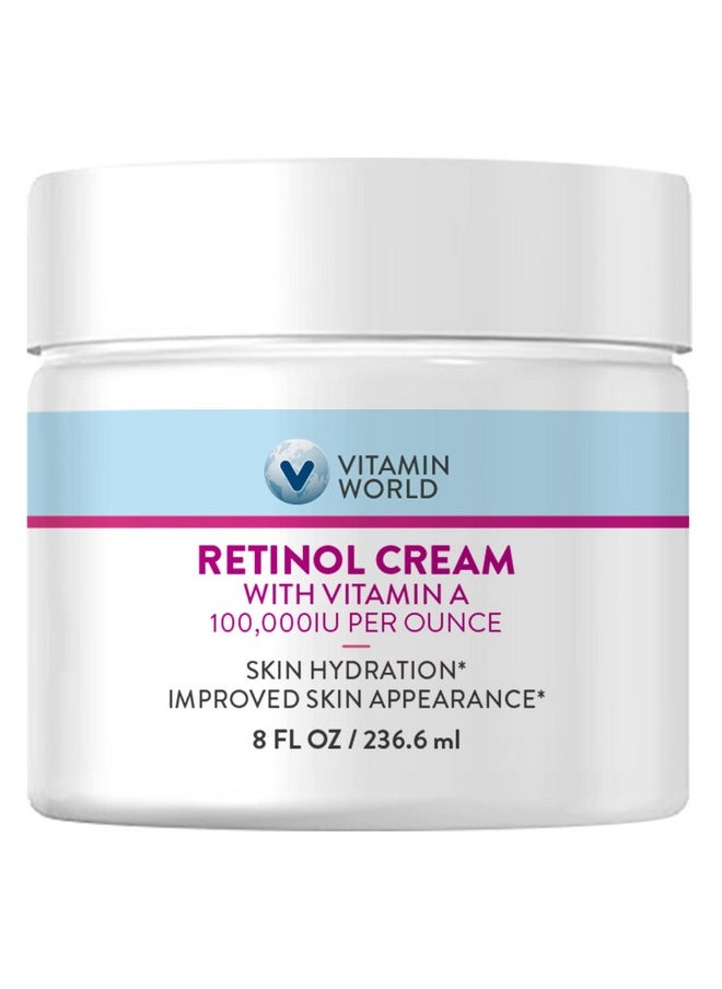VITAMIN WORLD Vitamin World Retinol Cream 100,000 IU 8 oz., Vitamin A, Face Cream  - Image 1
