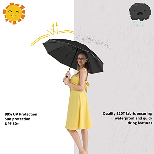 BAODINI Inverted UV Protection Umbrella for Rain and Sun Medium Size 46 inch arc Canopy UPF 50+ Rverse Compact Umbrella Auto Open Close for Travel - Image 2