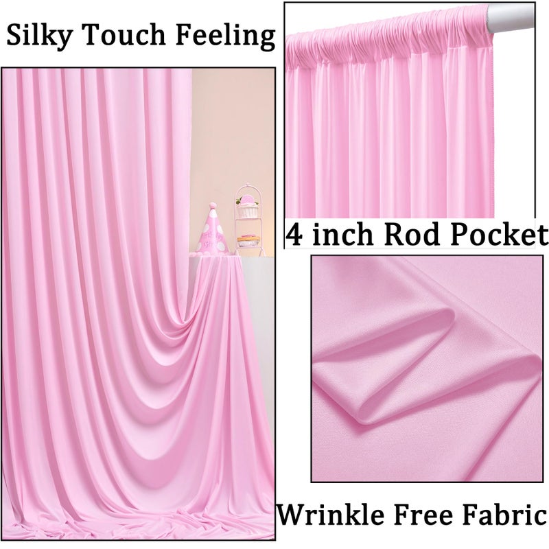 NSSONBEN 10ft x 10ft Wrinkle Free Pink Backdrop Curtains for Parties, Polyester Baby Pink Backdrop Drapes 2 Panels 5x10ft for Wedding Girl Birthday Party Photography Background - Image 2