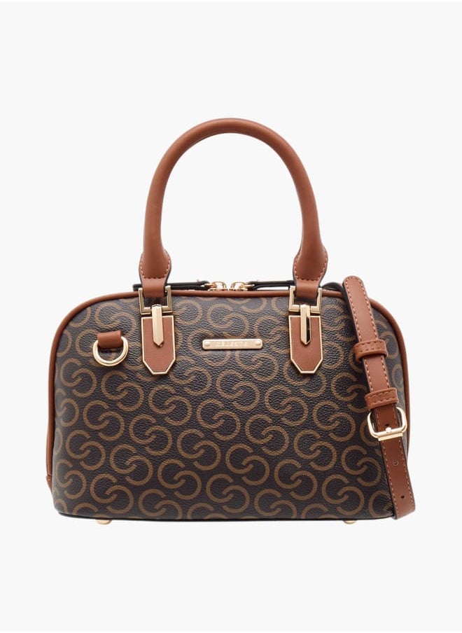 Celeste - Women Monogram Print Tote Bag with Double Handle and Zip Closure - Image 1
