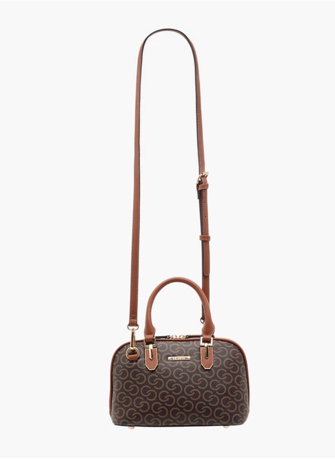Celeste - Women Monogram Print Tote Bag with Double Handle and Zip Closure - Image 1