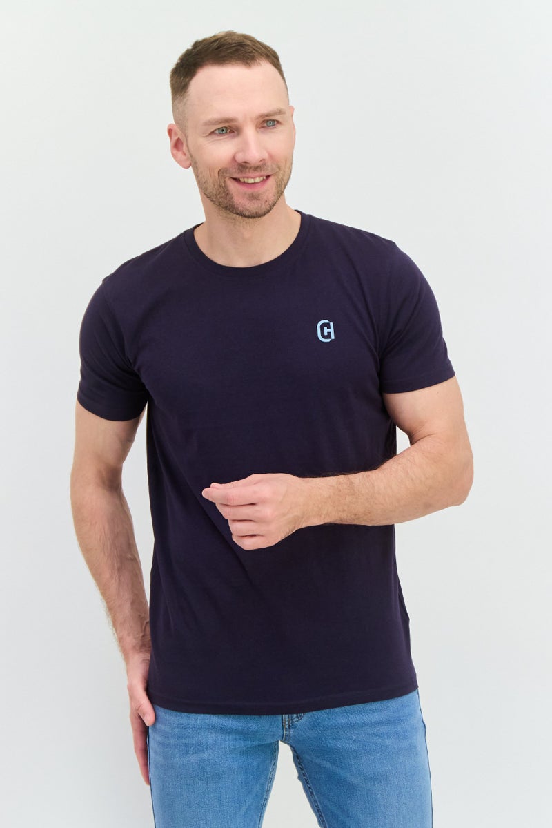 CROSSHATCH Men 7 Piece Crew Neck Short Sleeves Graphic Printed T-Shirt, Navy - Image 1