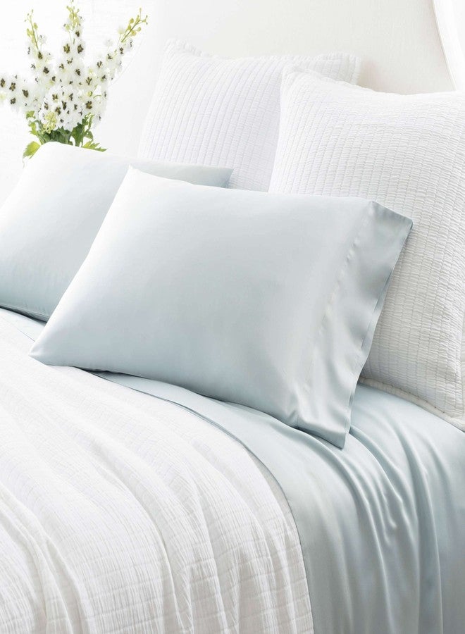Pine Cone Hill Silken Solid Robin's Egg Blue Pillowcases, Standard Size, Blue Solid Pattern - Image 1