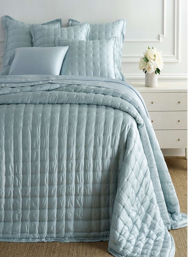 Pine Cone Hill Silken Solid Robin's Egg Blue Pillowcases, Standard Size, Blue Solid Pattern - Image 2