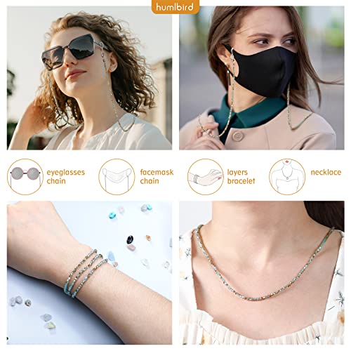 humlbird Glasses Chain for Women Stylish Glasses Necklace Sunglasses Chain Mask Lanyard Natural Crystal Mask Chain Eye Glasses Holder Strap Blue Green - Image 4