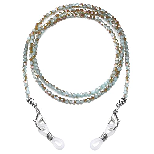 humlbird Glasses Chain for Women Stylish Glasses Necklace Sunglasses Chain Mask Lanyard Natural Crystal Mask Chain Eye Glasses Holder Strap Blue Green - Image 1