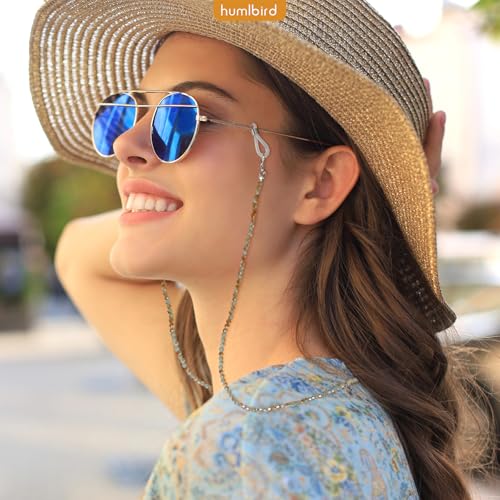 humlbird Glasses Chain for Women Stylish Glasses Necklace Sunglasses Chain Mask Lanyard Natural Crystal Mask Chain Eye Glasses Holder Strap Blue Green - Image 2