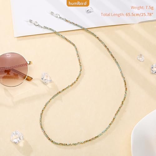 humlbird Glasses Chain for Women Stylish Glasses Necklace Sunglasses Chain Mask Lanyard Natural Crystal Mask Chain Eye Glasses Holder Strap Blue Green - Image 3