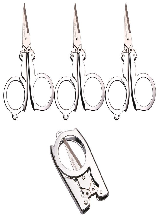 Shapenty Stainless Steel Folding Portable Travel Scissors Foldable Paper String Craft Shred Scissors, 4 Pack - Image 1