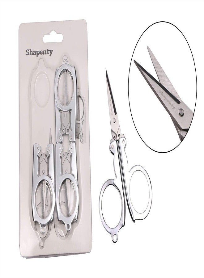 Shapenty Stainless Steel Folding Portable Travel Scissors Foldable Paper String Craft Shred Scissors, 4 Pack - Image 5
