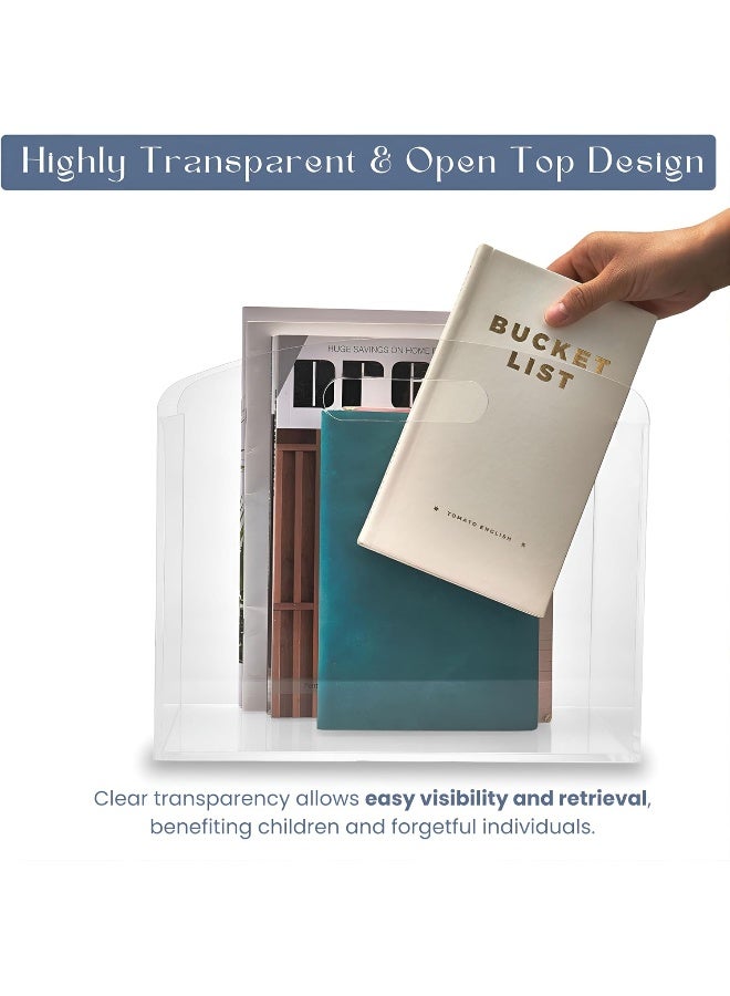 TPGP Clear Acrylic Magazine Holder - Curved Edge Magazine Rack with Handles, Modern Acrylic File Organizer, Magazine Display Basket for Bathroom, Bedroom, Living Room and Office (Set of 2)  - Image 3
