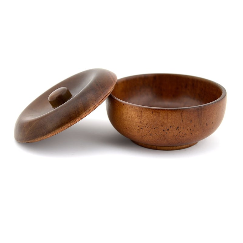 Grandslam Wooden Shaving Bowl with Lid Shaving Soap Bowl for Men Easy to Lather Fits Wet Shaving (Oak Wood) - Image 1