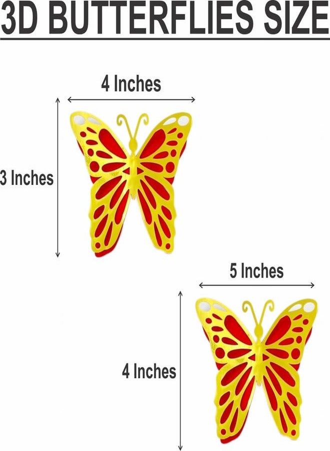 Untumble Butterfly Stickers for Balloon Decoration | Gold & Orange Butterfly 3D Stickers for Wall Decoration | Decorative Butterfly Stickers | Butterfly Stickers for Birthday Decoration | Pack of 6 - Image 3