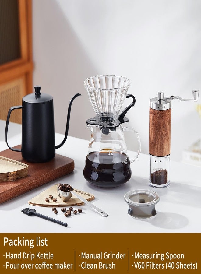 Unbreakable Pour Over Coffee Maker Set – 6-Piece Set with Coffee Maker, Hand Coffee Grinder, Hand Drip Kettle, V60 Filters (40 Sheets), and Measuring Spoon – Perfect for Home Brewing and Travel - Image 2