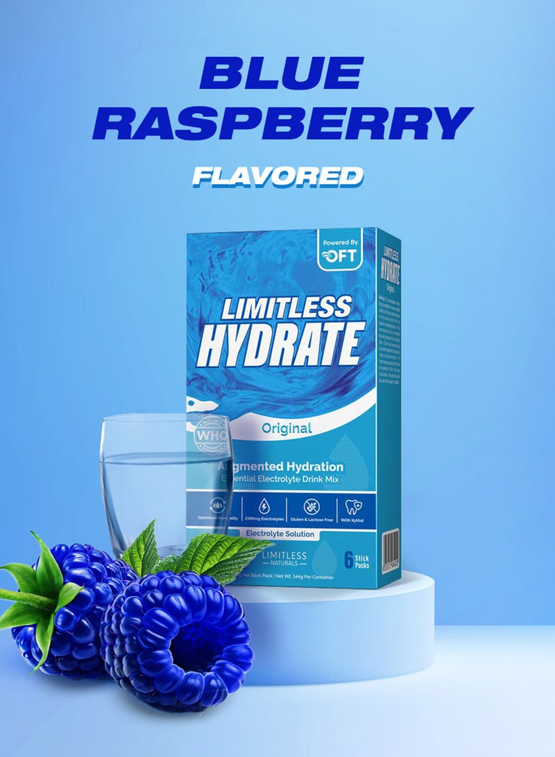 EVA PHARMA ليمتلس هايدريت أوريجينال – 6 عصي إعادة ترطيب فموية – تركيبة إلكتروليت متوافقة مع معايير منظمة الصحة العالمية بتقنية أوزمو-فلو – نكهة توت أزرق – مع إكسيليتول - Image 5