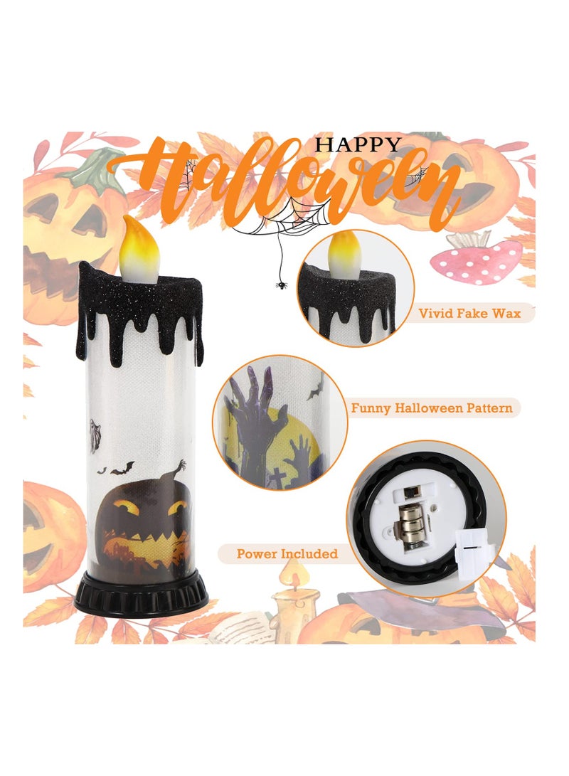 Excefore 3PCS Halloween Snow Globe Candles, Auto LED Flickering Halloween Spinning Water Glittering Tornado Flameless Candles Lighted Lamp, Battery Operated Table Centerpiece for Halloween Party Decor - Image 2