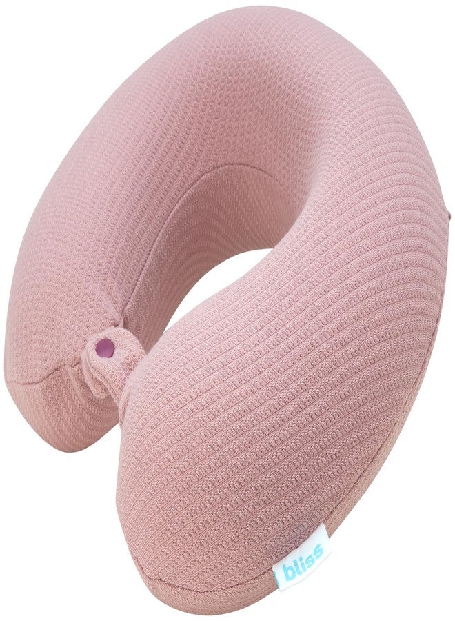 Bliss Neck Pillow - Lightweight U Shaped High Density Memory Foam Travel Neck Pillow with Snap Closure for Travelling, Size One Size, Pink Sweater Knit - Image 1