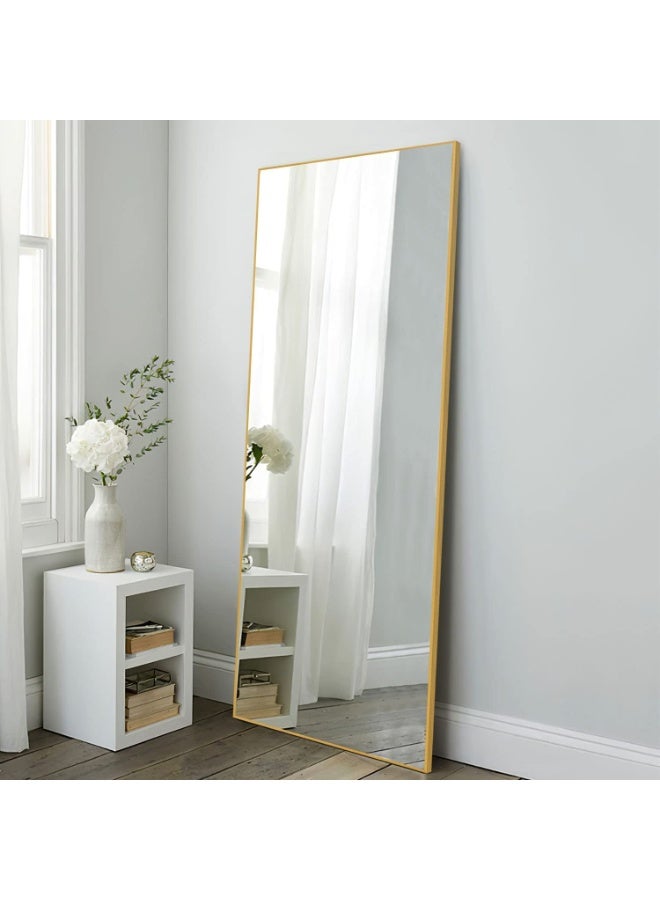 NAMA Anti Shock Breakable frame Full length Mirror 170cm x60cm with metal stand and can be hanged on the wall Premium  Standing Large Wall , Full Length Mirror with 1.6 cm Thick Aluminium Frame and Fixed Back Panel, Decorative for Living Room, Sleep, Dressing(gold) - Image 3