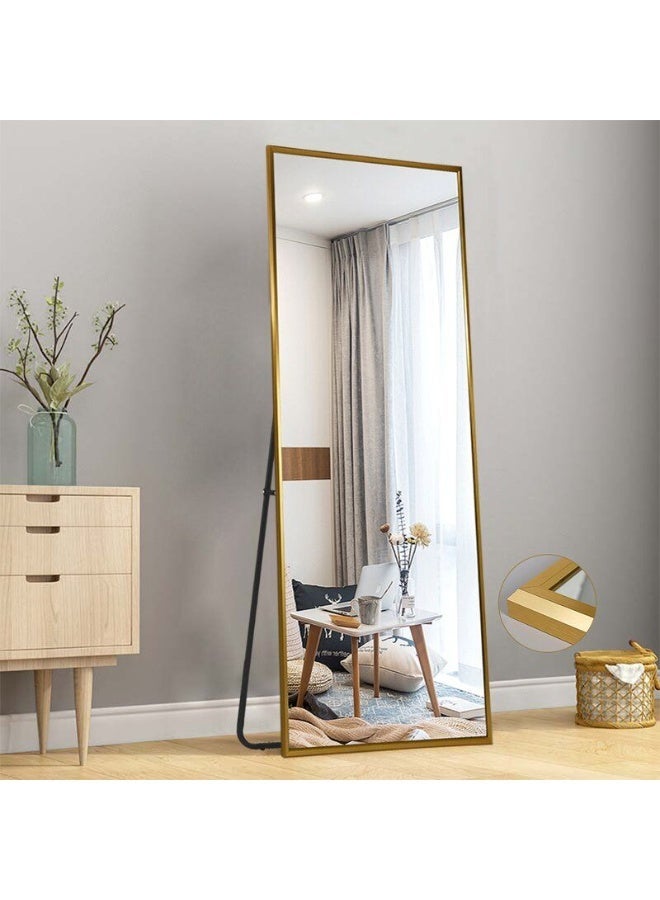 NAMA Anti Shock Breakable frame Full length Mirror 170cm x60cm with metal stand and can be hanged on the wall Premium  Standing Large Wall , Full Length Mirror with 1.6 cm Thick Aluminium Frame and Fixed Back Panel, Decorative for Living Room, Sleep, Dressing(gold) - Image 2