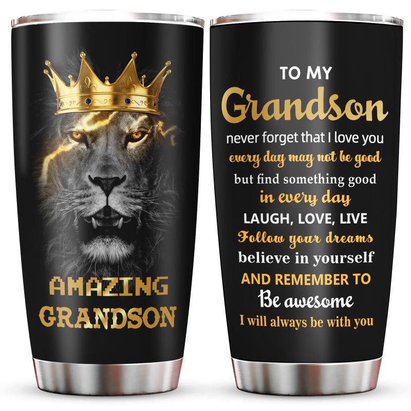 Muilzon Grandson Gifts Coffee Tumblers 20oz  Graduation Christmas Birthday Gifts for Grandson from Grandma Grandpa  Grandchildren Mug Cup