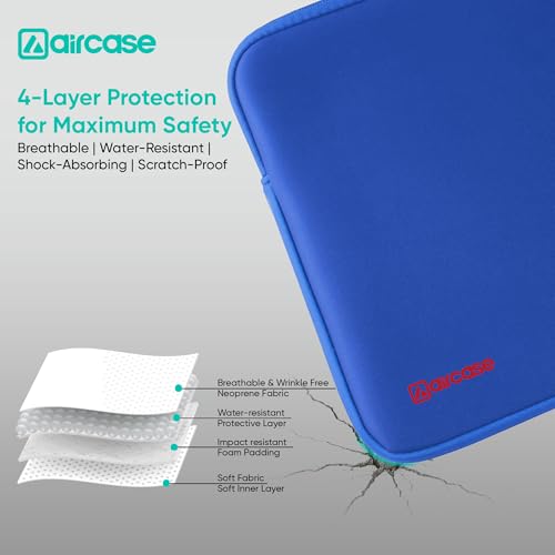 AirCase Protective Laptop Bag Sleeve fits Upto 13.3" Laptop/MacBook Pro/Air M1/M2, Wrinkle Free, Padded, Water Resistant Light Neoprene case Cover Pouch, for Men & Women,Royal Blue-6 Months Warranty - Image 2