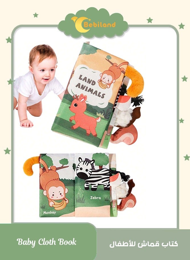 بيبي لاند كتب قماشي للاطفال ، كتاب قماشي ناعم غير سام وقابل للغسل، تصميم قابل للتعليق للتعليم المبكر للرضع وحديثي الولادة والاطفال الصغار - Image 1