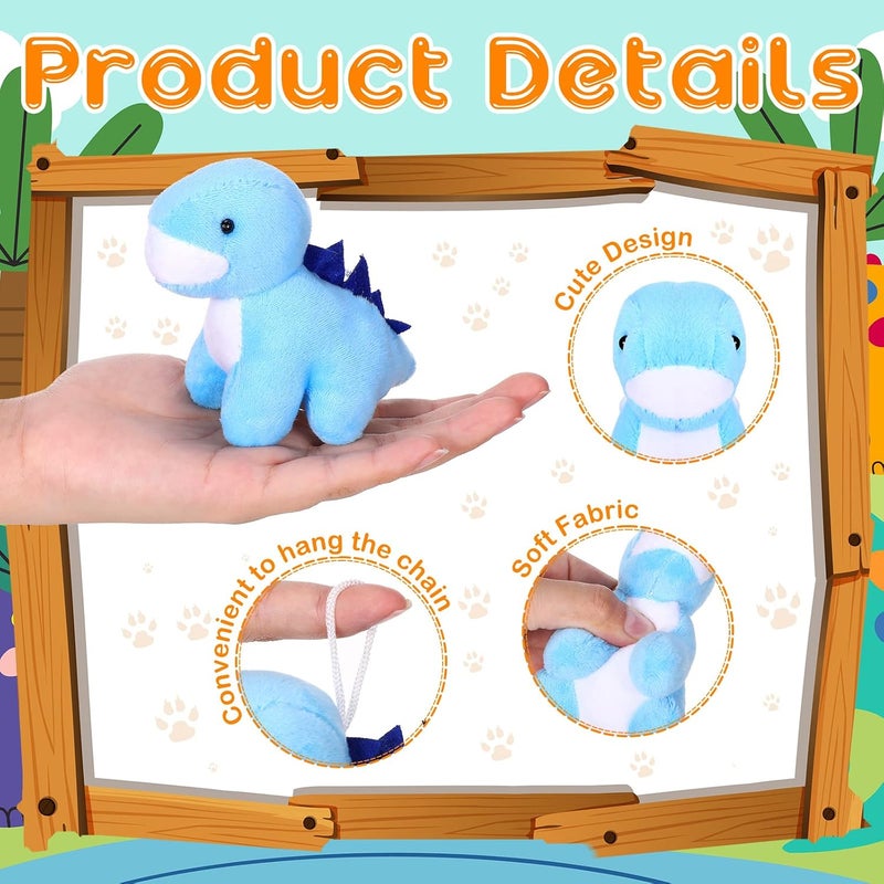 Aoriher 20 Pack Plush Mini Dinosaur Stuffed Animals - Cute Dino Keychains for Kids - Image 3