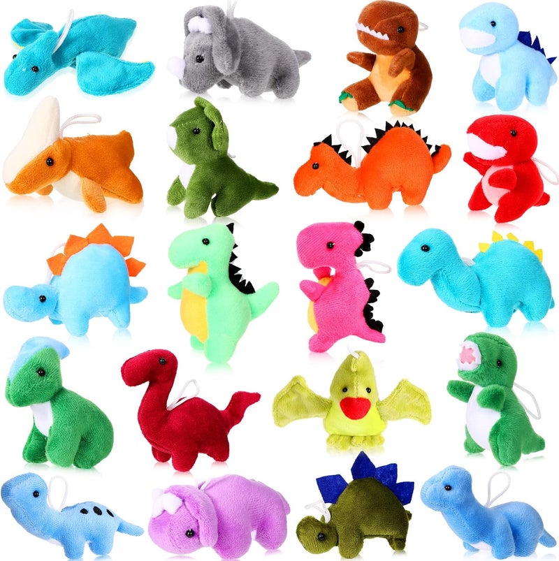 Aoriher 20 Pack Plush Mini Dinosaur Stuffed Animals - Cute Dino Keychains for Kids - Image 1