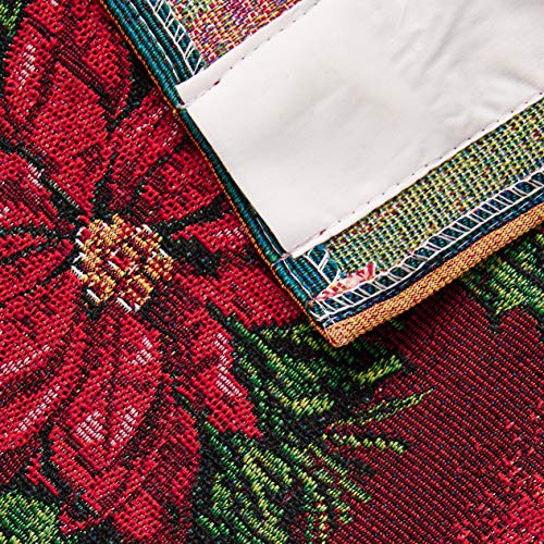 Violet Linen Decorative Christmas Poinsettias Design Tapestry 60" X 15" Window Valance - Image 3