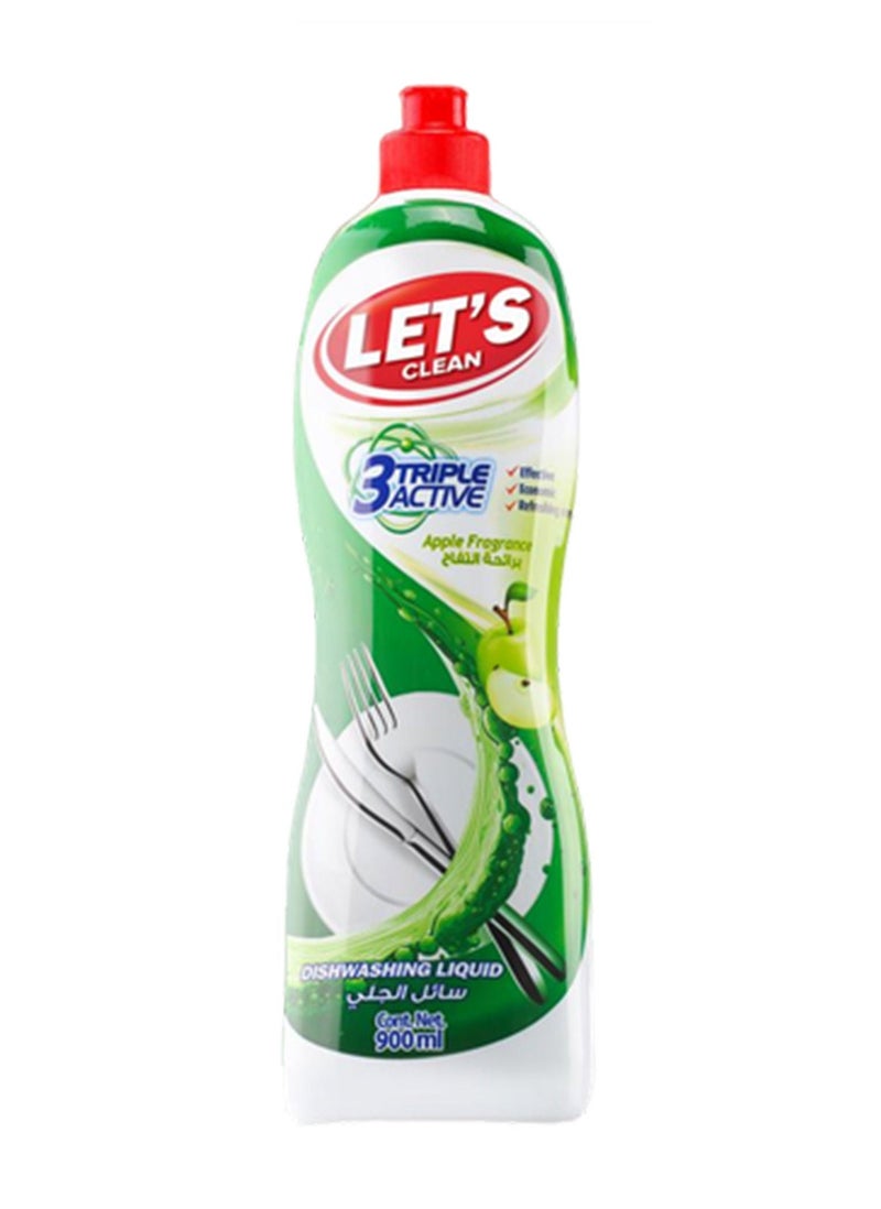 LET'S CLEAN Dishwashing Liquid Apple 900ml, Pack of 2 - Image 2