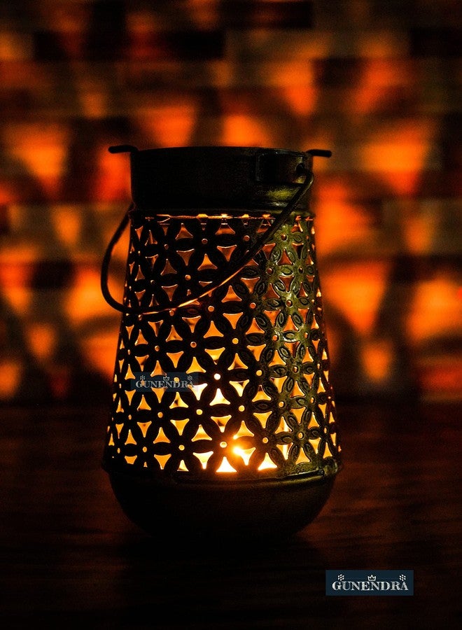 Gunendra Handmade Rajasthani Traditional Brass Hanging Pitcher Jar Tea Light Holder with Antique Wall Bracket/Candle Lantern with Copper Finish/Showpiece Tealight Holder Indoor, Outdoor - Image 4