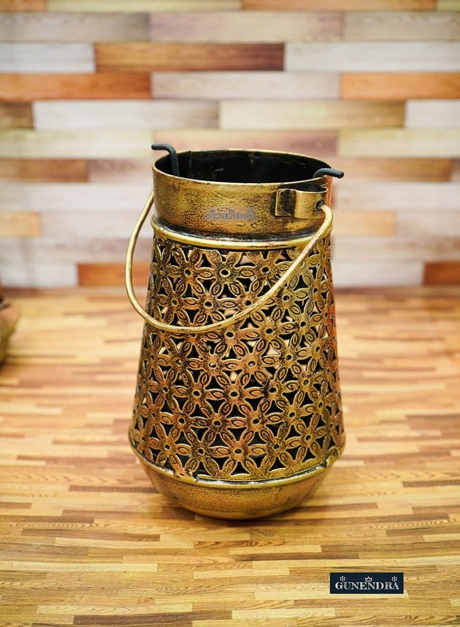 Gunendra Handmade Rajasthani Traditional Brass Hanging Pitcher Jar Tea Light Holder with Antique Wall Bracket/Candle Lantern with Copper Finish/Showpiece Tealight Holder Indoor, Outdoor - Image 3