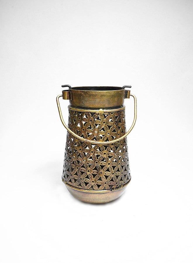 Gunendra Handmade Rajasthani Traditional Brass Hanging Pitcher Jar Tea Light Holder with Antique Wall Bracket/Candle Lantern with Copper Finish/Showpiece Tealight Holder Indoor, Outdoor - Image 5