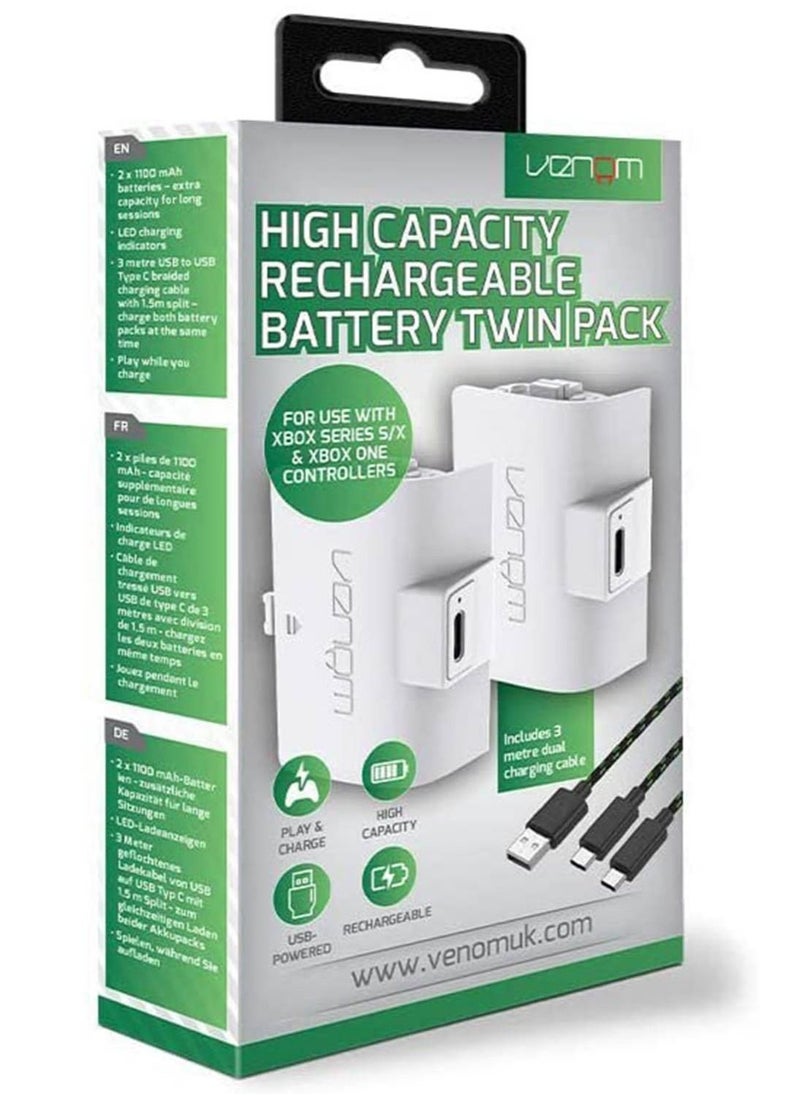 Venom - Rechargeable Battery Twin Pack High Capacity 1100mAh White (Xbox Series X & S/Xbox One) - Image 1