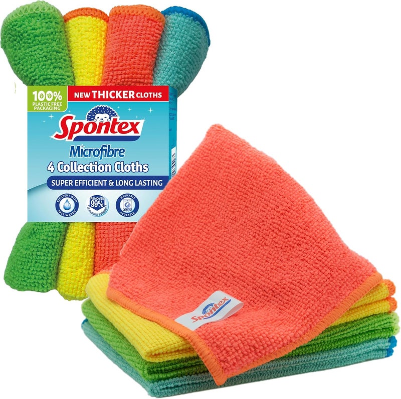 Spontex Multi-Purpose Microfibre Cloth Collection - 4 Pack - Image 1