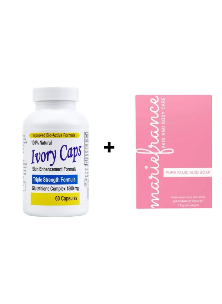Ivory Caps Skin Whitening Supplement & Marie France Soap – Glowing Skin Kit - Image 1
