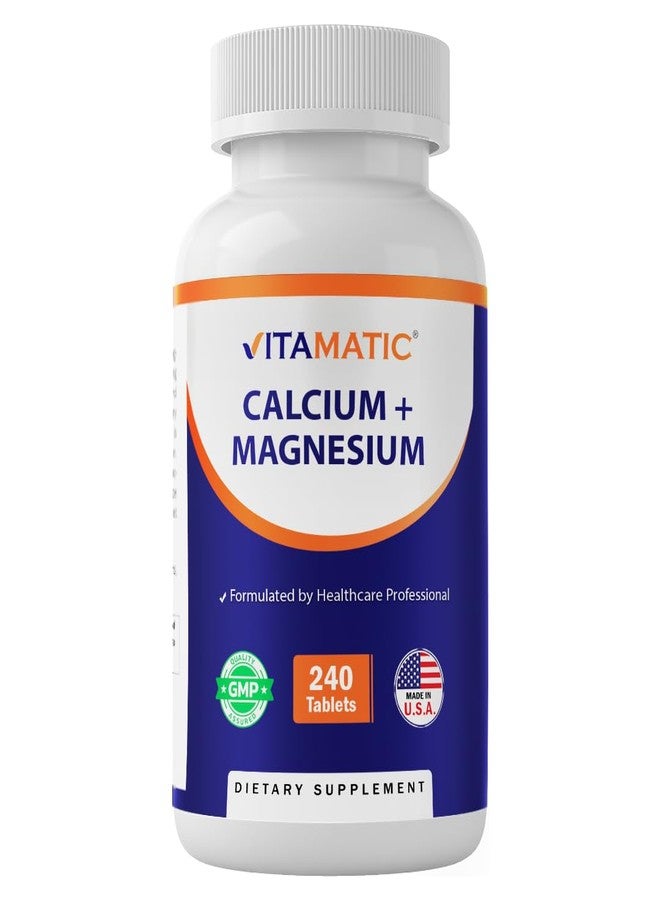 Vitamatic Calcium Magnesium Complex - 1000mg Calcium, 500mg Magnesium, Gluten-Free & Gluten Free - Supplement for Bone Health - 240 Tablets - Image 1