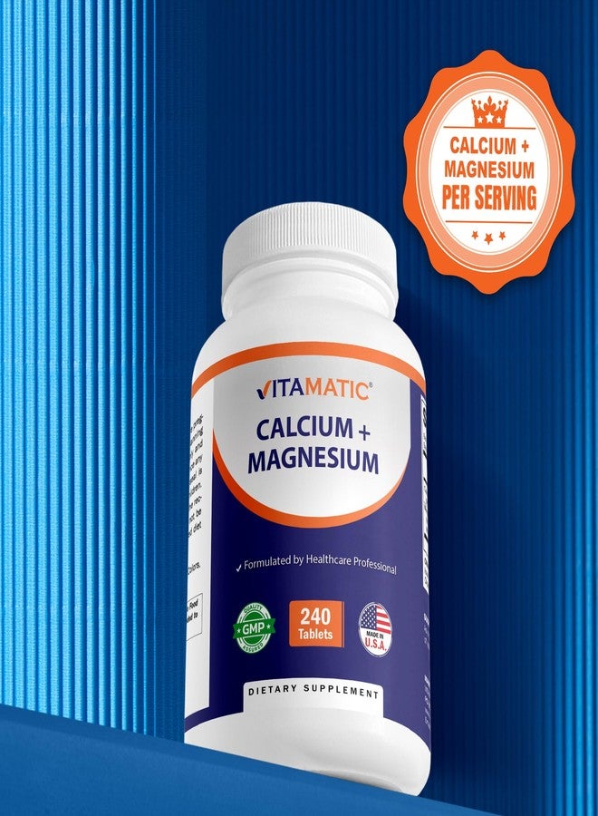 Vitamatic Calcium Magnesium Complex - 1000mg Calcium, 500mg Magnesium, Gluten-Free & Gluten Free - Supplement for Bone Health - 240 Tablets - Image 5