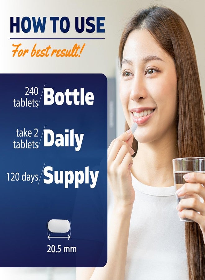 Vitamatic Calcium Magnesium Complex - 1000mg Calcium, 500mg Magnesium, Gluten-Free & Gluten Free - Supplement for Bone Health - 240 Tablets - Image 3