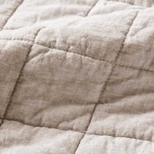 Hyde Lane Linen Quilt Set Queen Size - Breathable Box Stitched European Flax Bedding Set for Bedspread and Coverlet, with 2 Pillow Shams, 90"x96", Linen - Image 4