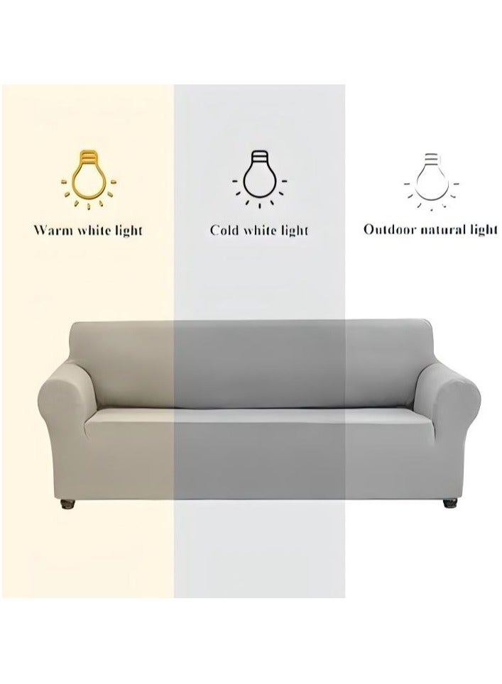 Loquat 3-Seater Stretch Sofa Slipcover, Polyester Spandex Jacquard Fabric Small Checks ,  Furniture Protector Couch Soft with Elastic Bottom for Living Room,Kids,Pets(Sofa, Light Gray) - Image 5