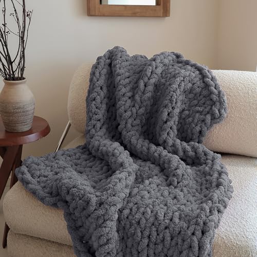 mellobello Jumbo Chunky Yarn for Hand Knitting - Super Thick Chenille Chunky Yarn for Crocheting - Extra Soft Bulky Fluffy Blanket Big Yarn 8 Jumbo Pack (27yds,8 oz Each Skein) Charcoal Grey - Image 2