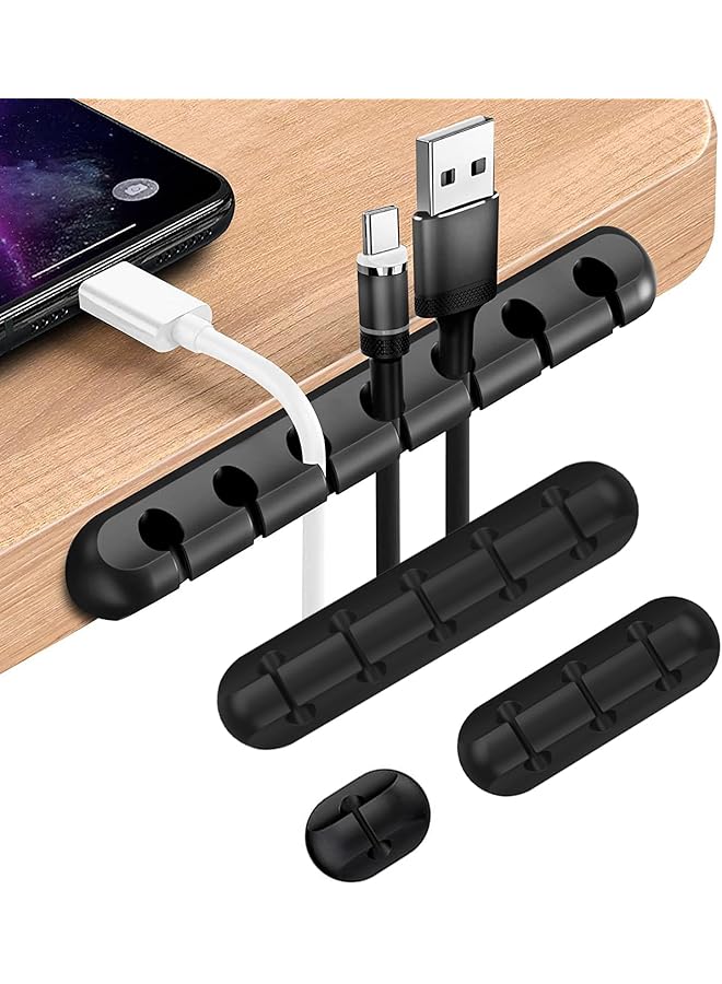 Green Tiger Cable Holder Clips,4Pack Black Self Adhesive Cord Holder, Ideal Cable Management Cord Organizer Wire Keeper for Desk,Nightstand, Phone Charger,Computer,Home,Office,TV(1,3,5,7Slots) - Image 1