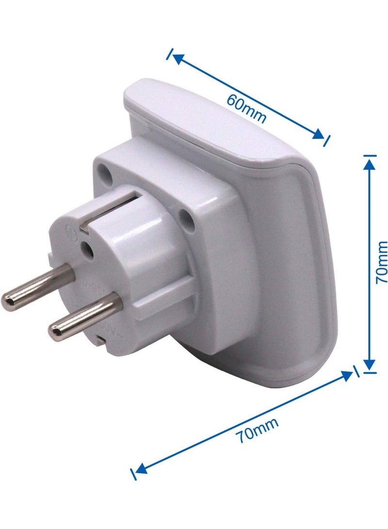 South Africa 3-pin Large Plug Type M Adapter Convert to 2-pin EU/DE/FR Socket with Safety Shutter (White * 1 Piece) - Image 5