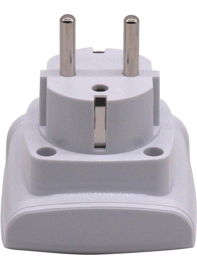 South Africa 3-pin Large Plug Type M Adapter Convert to 2-pin EU/DE/FR Socket with Safety Shutter (White * 1 Piece) - Image 3
