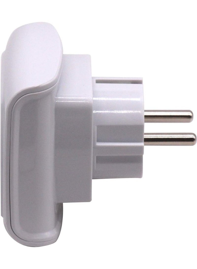 South Africa 3-pin Large Plug Type M Adapter Convert to 2-pin EU/DE/FR Socket with Safety Shutter (White * 1 Piece) - Image 2