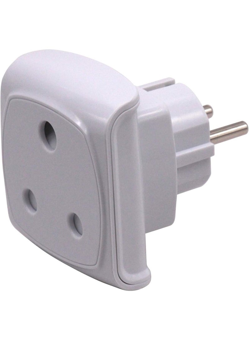 South Africa 3-pin Large Plug Type M Adapter Convert to 2-pin EU/DE/FR Socket with Safety Shutter (White * 1 Piece) - Image 1